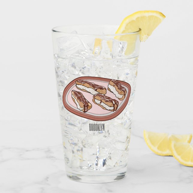 Chocolate eclair cartoon illustration  glass (Back Ice)