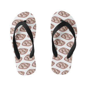 Chocolate eclair cartoon illustration  kid's flip flops