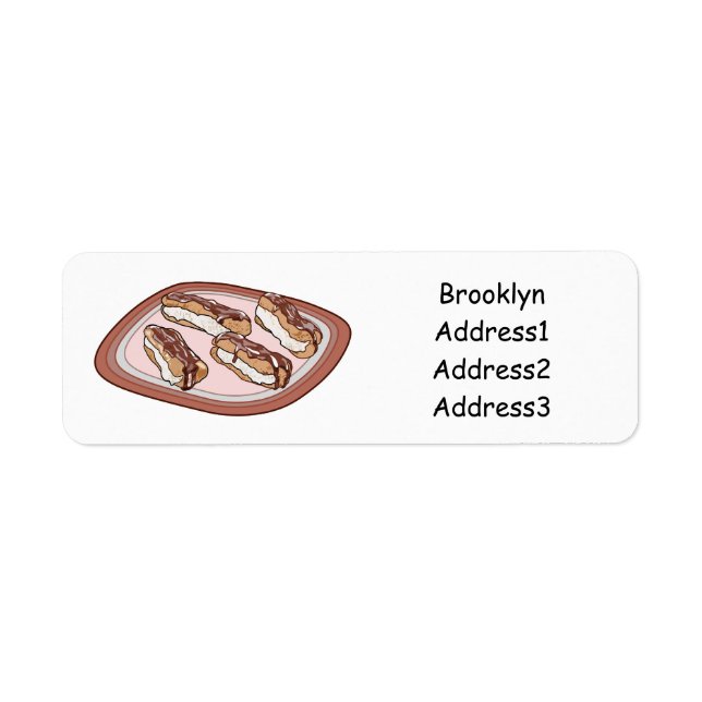 Chocolate eclair cartoon illustration label (Front)