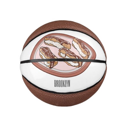 Chocolate eclair cartoon illustration  mini basketball