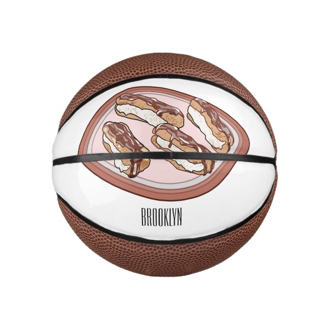 Chocolate eclair cartoon illustration  mini basketball (Front)