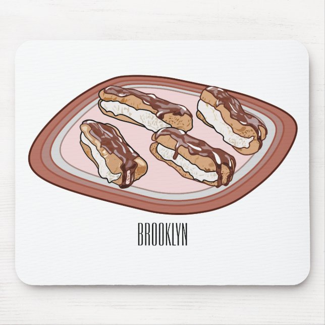 Chocolate eclair cartoon illustration mouse pad (Front)