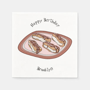 Chocolate eclair cartoon illustration napkins