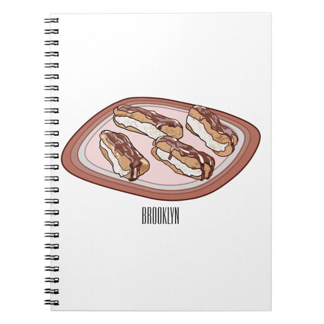 Chocolate eclair cartoon illustration   notebook (Front)