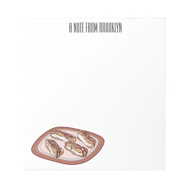Chocolate eclair cartoon illustration  notepad (Front)