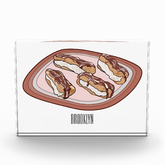 Chocolate eclair cartoon illustration  photo block (Front)