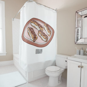 Chocolate eclair cartoon illustration shower curtain