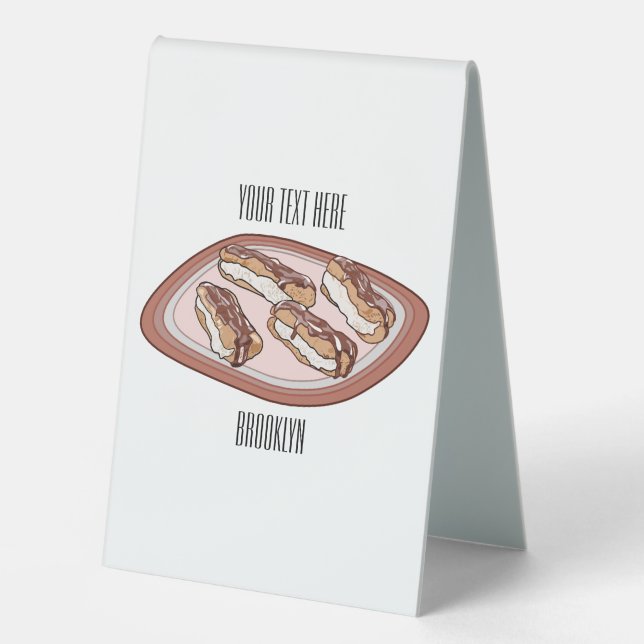 Chocolate eclair cartoon illustration table tent (Front)