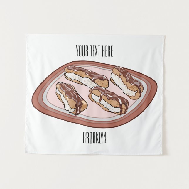 Chocolate eclair cartoon illustration tapestry (Front (Horizontal))