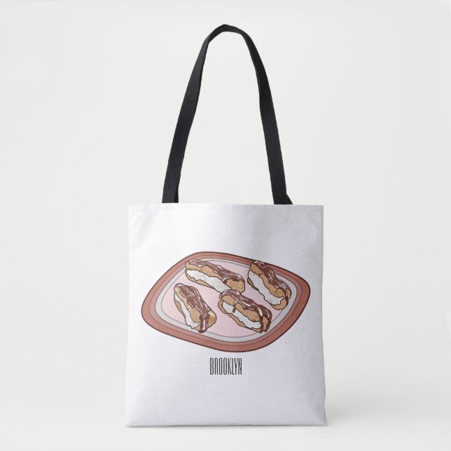 Chocolate eclair cartoon illustration  tote bag (Front)