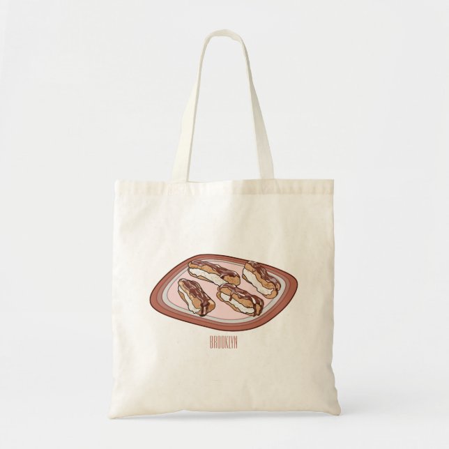 Chocolate eclair cartoon illustration   tote bag (Front)