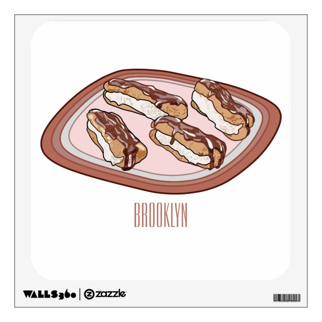 Chocolate eclair cartoon illustration  wall decal (Front)
