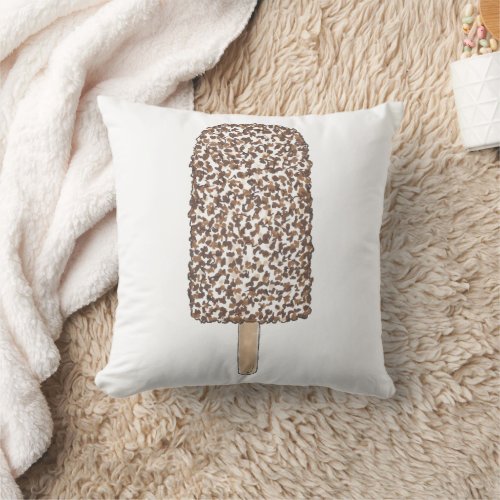 Chocolate Eclair Crunch Ice Cream Popsicle Pops Throw Pillow