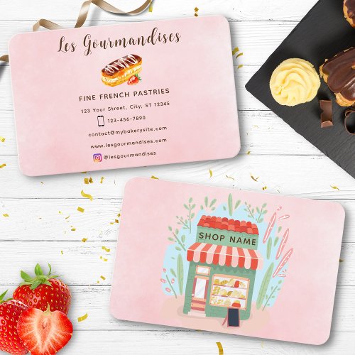 Chocolate Eclair Fine French Pastries Pink Business Card