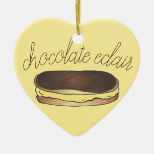 Chocolate Eclair French Bakery Dessert Pastry Ceramic Ornament
