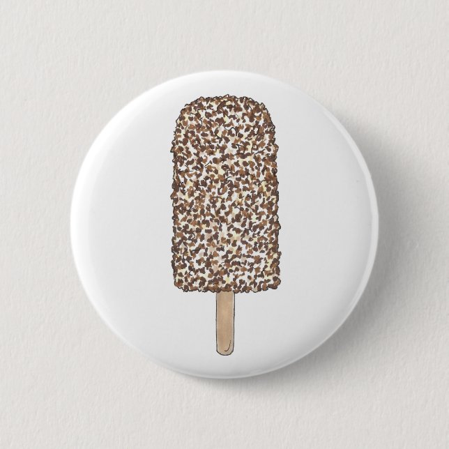 Chocolate Eclair Ice Cream Popsicle Dessert Foodie Button (Front)