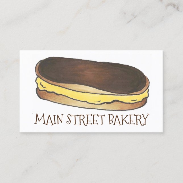 Chocolate Eclair Pastry Baked By Bakery Chef Business Card (Front)
