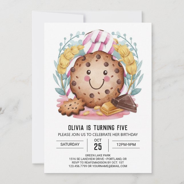 Chocolate Editable Fun Cookies Birthday Invitation (Front)