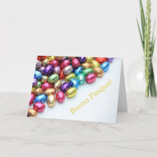 Chocolate eggs italian easter greeting holiday card