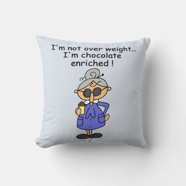 Chocolate Enriched Humor Throw Pillow (Front)