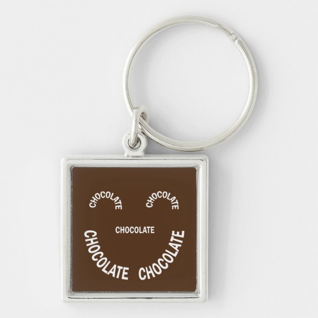 Chocolate Face Text Keychain (Front)