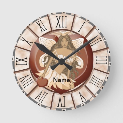 Chocolate Fairy custom name Round Clock