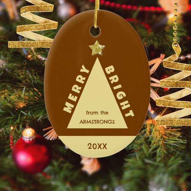 Chocolate Family Photo Minimalist Keepsake Ceramic Ornament (Chocolate Merry Bright Family Photo Christmas Ceramic Ornament ©Susanne Sachers - Sunny Mind 🌞)