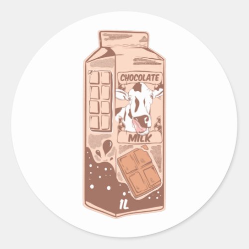 Chocolate flavoured milk carton classic round sticker