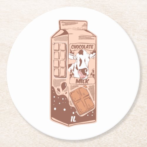 Chocolate flavoured milk carton round paper coaster