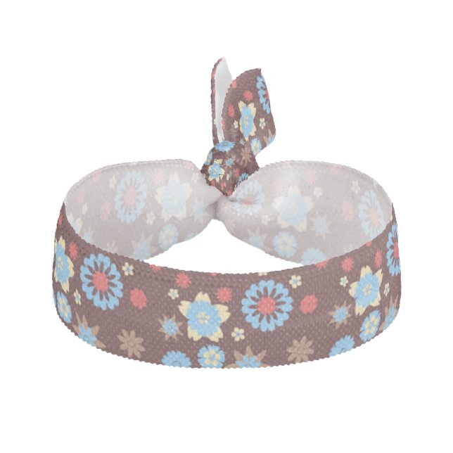 Chocolate flowers pattern elastic hair tie (Front)