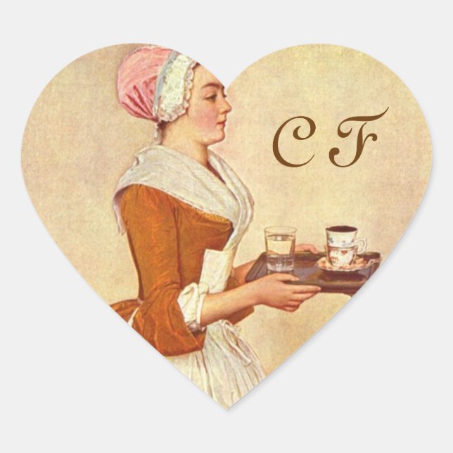 CHOCOLATE FONDUE DINNER PARTY HEART MONOGRAM HEART STICKER (Front)