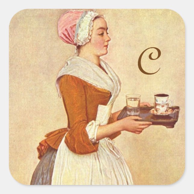 CHOCOLATE FONDUE DINNER PARTY MONOGRAM SQUARE STICKER (Front)