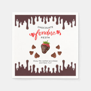 Chocolate Fondue Fiesta Strawberry Hearts Birthday Napkins