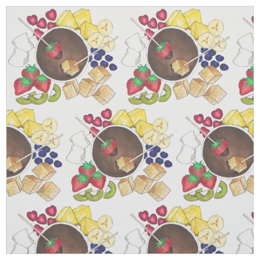 Chocolate Fondue Fruit Cake Marshmallow Dessert Fabric
