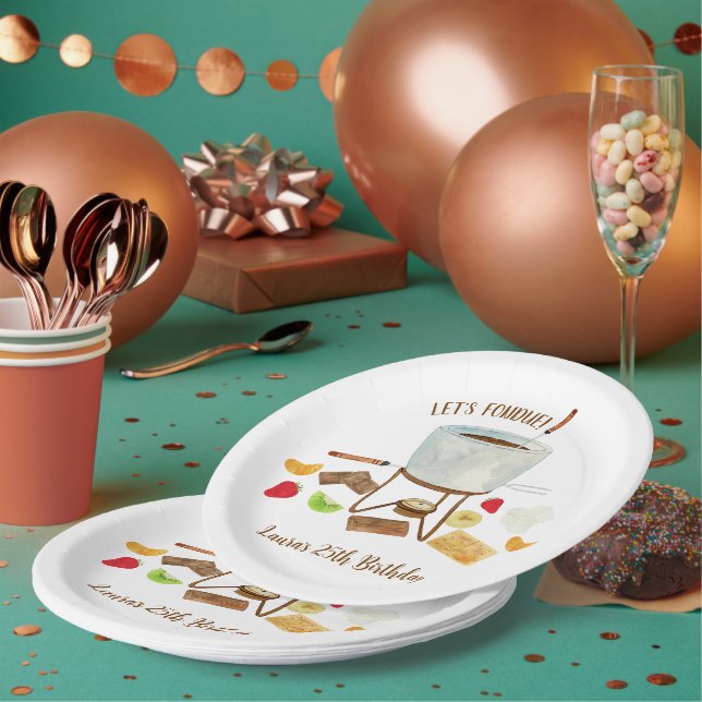 Chocolate Fondue Party Paper Plates (Multi)
