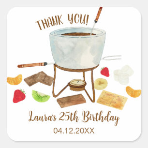Chocolate Fondue Party Square Sticker