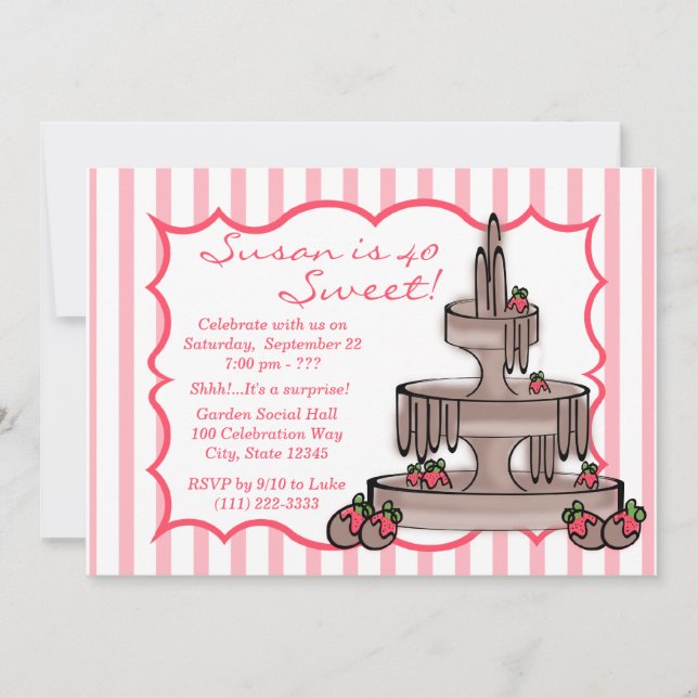 Chocolate Fountain Birthday Invitation (Front)