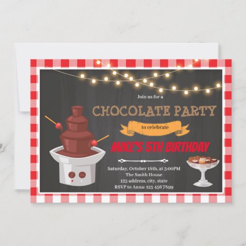 Chocolate fountain birthday theme Invitation