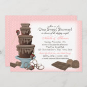 Chocolate Fountain Bridal Shower Pink Invitation (Front/Back)