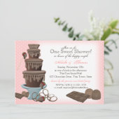 Chocolate Fountain Bridal Shower Pink Invitation (Standing Front)