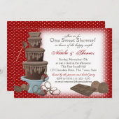 Chocolate Fountain Bridal Shower Red Invitation (Front/Back)