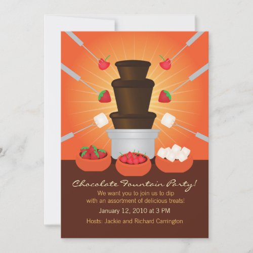 Chocolate Fountain Fondue Party Invitation