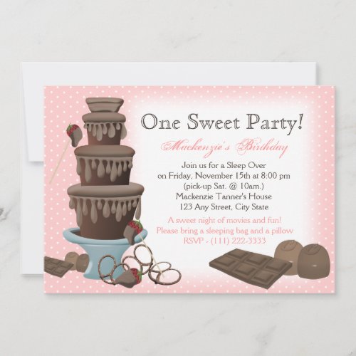 Chocolate Fountain Movie Sleepover Invitation