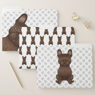 Chocolate French Bulldog / Frenchie Cartoon Dog File Folder