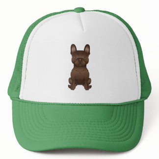 Chocolate French Bulldog / Frenchie Cartoon Dog Trucker Hat