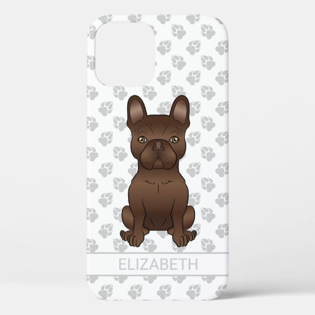 Chocolate French Bulldog / Frenchie Dog & Name Case-Mate iPhone Case (Back)