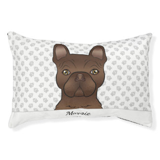 Chocolate French Bulldog / Frenchie Dog &amp; Name Pet Bed