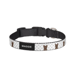 Chocolate French Bulldog / Frenchie Dog & Name Pet Collar