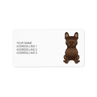 Chocolate French Bulldog / Frenchie Dog &amp; Text Label