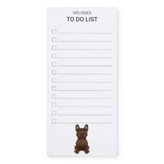 Chocolate French Bulldog / Frenchie Dog To Do List Magnetic Notepad